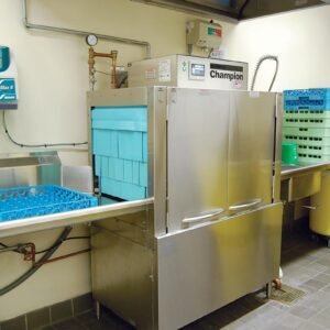 rack conveyor warewasher with obstruction sensing technology